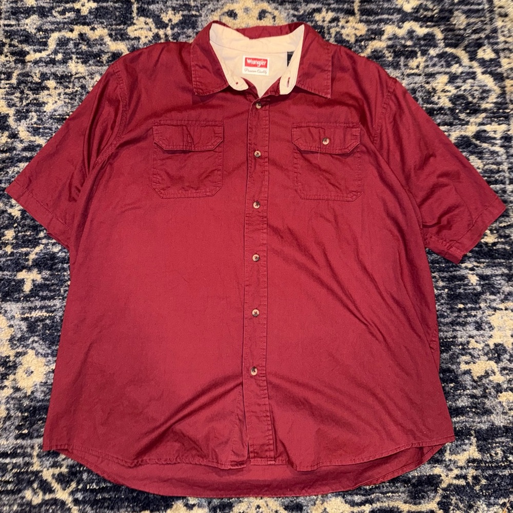 Wrangler Button Up Casual Shirt Burgundy Size XL